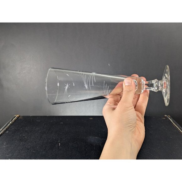 Vintage Atomic Shooting Stars Pilsner Beer Glasses Set of 4, MCM Clear stemmed - Picture 7 of 9